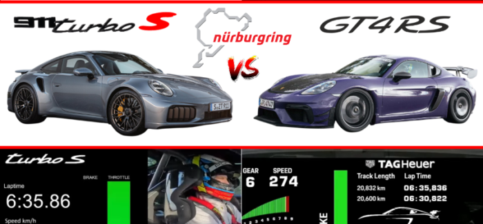 911 Turbo S vs GT4 RS Manthey: 7:03.92 vs 7:03.12!
