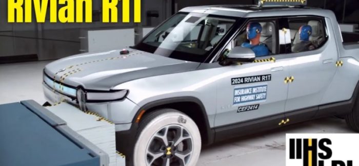 2024 Rivian R1T EV crew cab pickup IIHS Safety Test